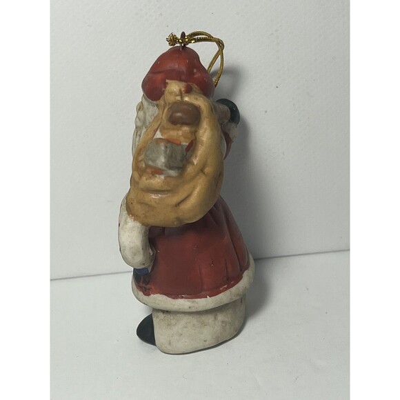 Vtg Santa Claus Christmas Tree Ornament Ceramic Hand Painted Holiday Decor 3” - Picture 2 of 6